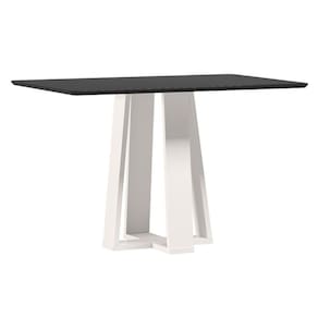 Mesa de Jantar Rubi 120x80 cm com Vidro Off White Preto - New Ceval