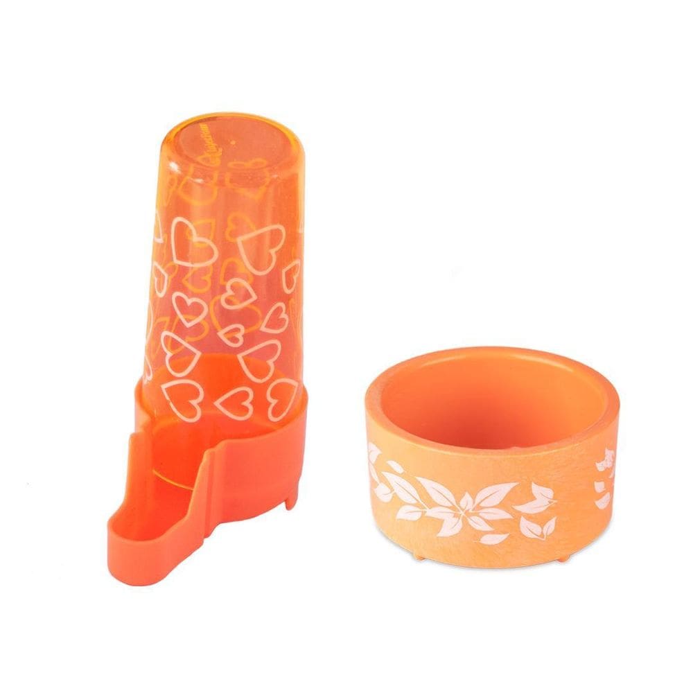 Kit - Bebedouro E Comedouro Calopsita N2 Laranja Injetfour