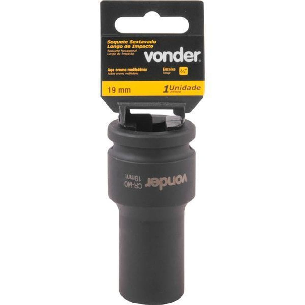 Soquete Sextavado Impacto Longo 3/4 19Mm Aço Cromo Vonder