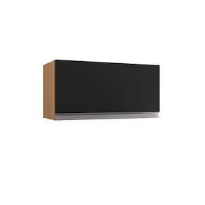Armário Aéreo para Cozinha 60cm Porta Basculante Madrid Amêndoa/Preto - Montanaris Decor