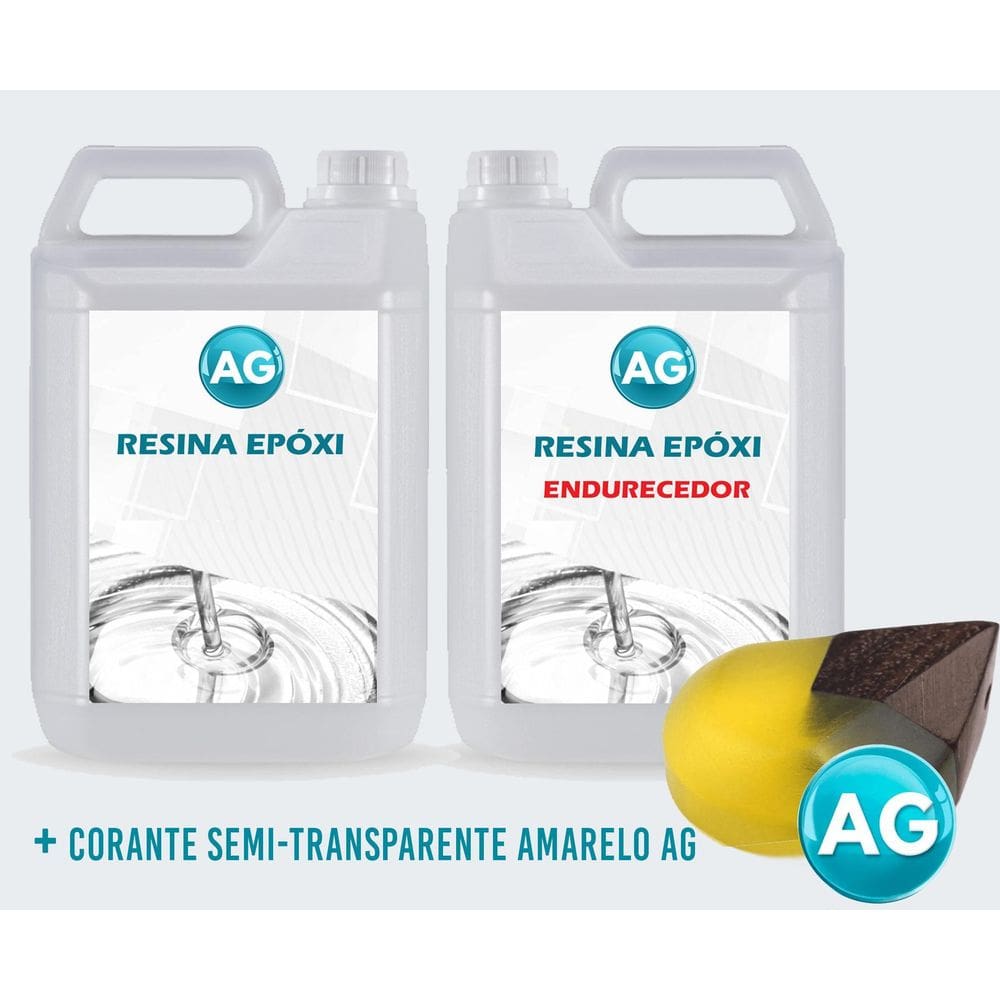 Resinas Epóxi 1Kg + Corante Semi-Transparente Amarelo Ag Med