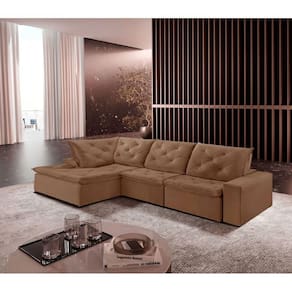 Sofá Hércules Veludo 2 Módulos 90cm Chaise Meu Sofá Online B016 Veludo Marrom