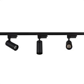 Trilho Eletrificado de Led Blumenau com 3 Spots Preto Bivolt