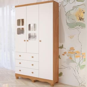 Guarda Roupa Infantil 3 Portas 3 Gavetas Uli 100% MDF  Móveis Peroba