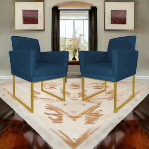 Kit 2 Poltronas Decorativa Pé Ferro Klara Suede Azul Royal - Londrilar