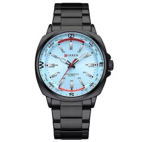 Relógio de quartzo masculino display analógico, pulseira de aço inoxidável Impermeavel