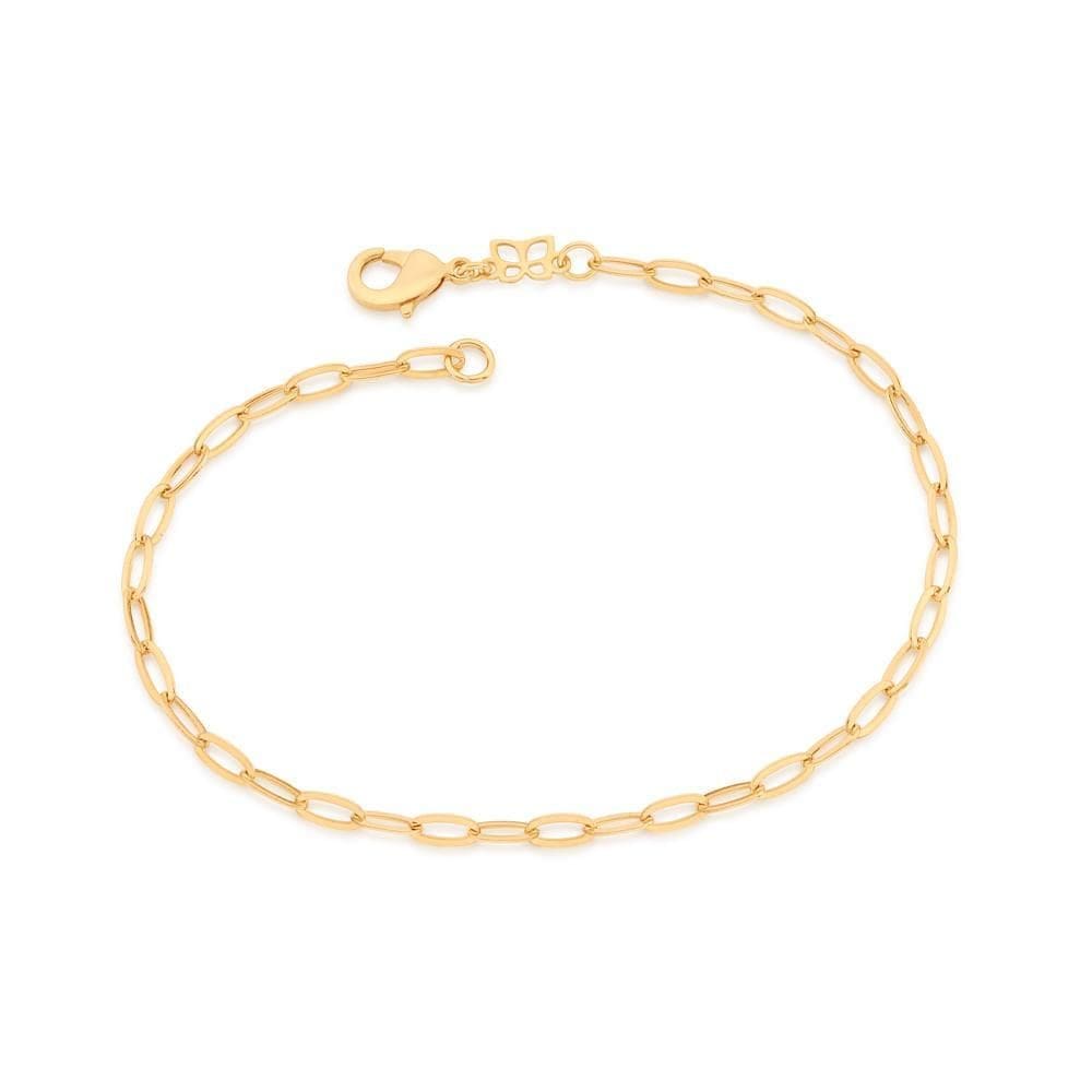 Pulseira Masculina Rommanel Elo Cadeado Oval Folheada Ouro
