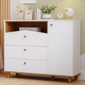 Cômoda Bebê Infantil 1 Porta 100% MDF Anti-tombamento Branco