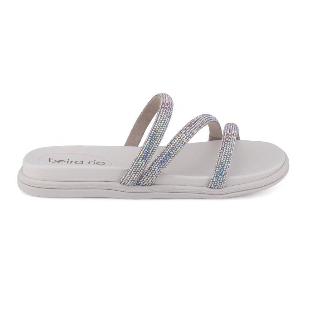 Chinelo Beira Rio 8488.108 Flat papete tiras strass glitter