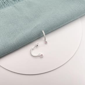 Brinco Prata 925 Argola Zircônia Pedra Pendurada