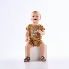 Macacao Bebê Menino - Listrado Caramelo - 50560-1317