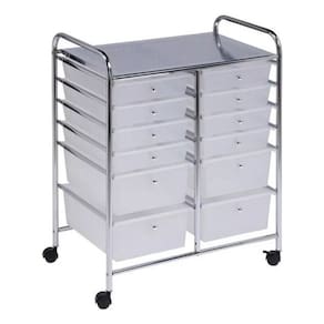 Carrinho Organizador Multiuso White Cromado - 12 Gavetas