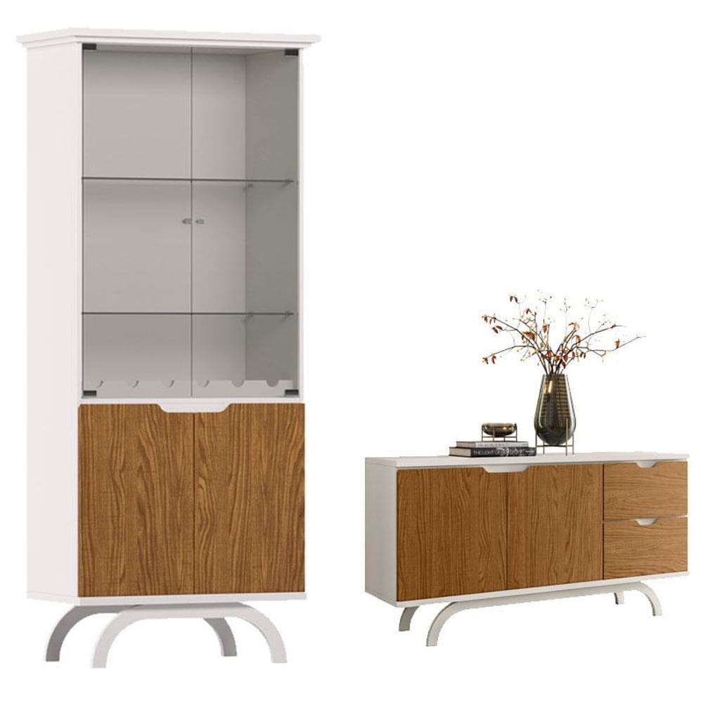 Cristaleira e Aparador Buffet Vicenza Off White Ype – New Ceval