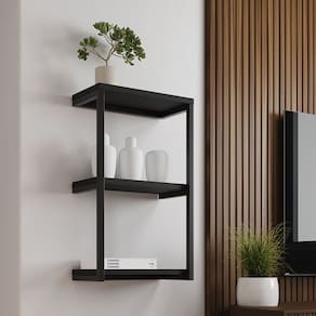 Nicho de Parede Suspensa Industrial 3 Prateleiras Milão - Preto