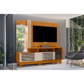 Painel Frizz Plus para TV de até 60 polegadas (COM PÉS) - Cinamomo / Off White - Madetec