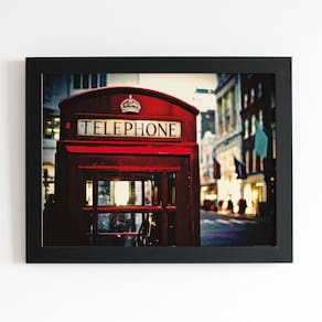 Cabine Telefonica Londres Quadro Moldura Preta 60X40Cm