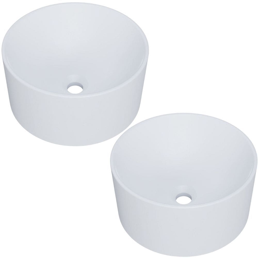 Kit 02 Cubas de Apoio Redonda Para Banheiro Lavabo C01 BL30W Branca Matte Fosca - Lyam