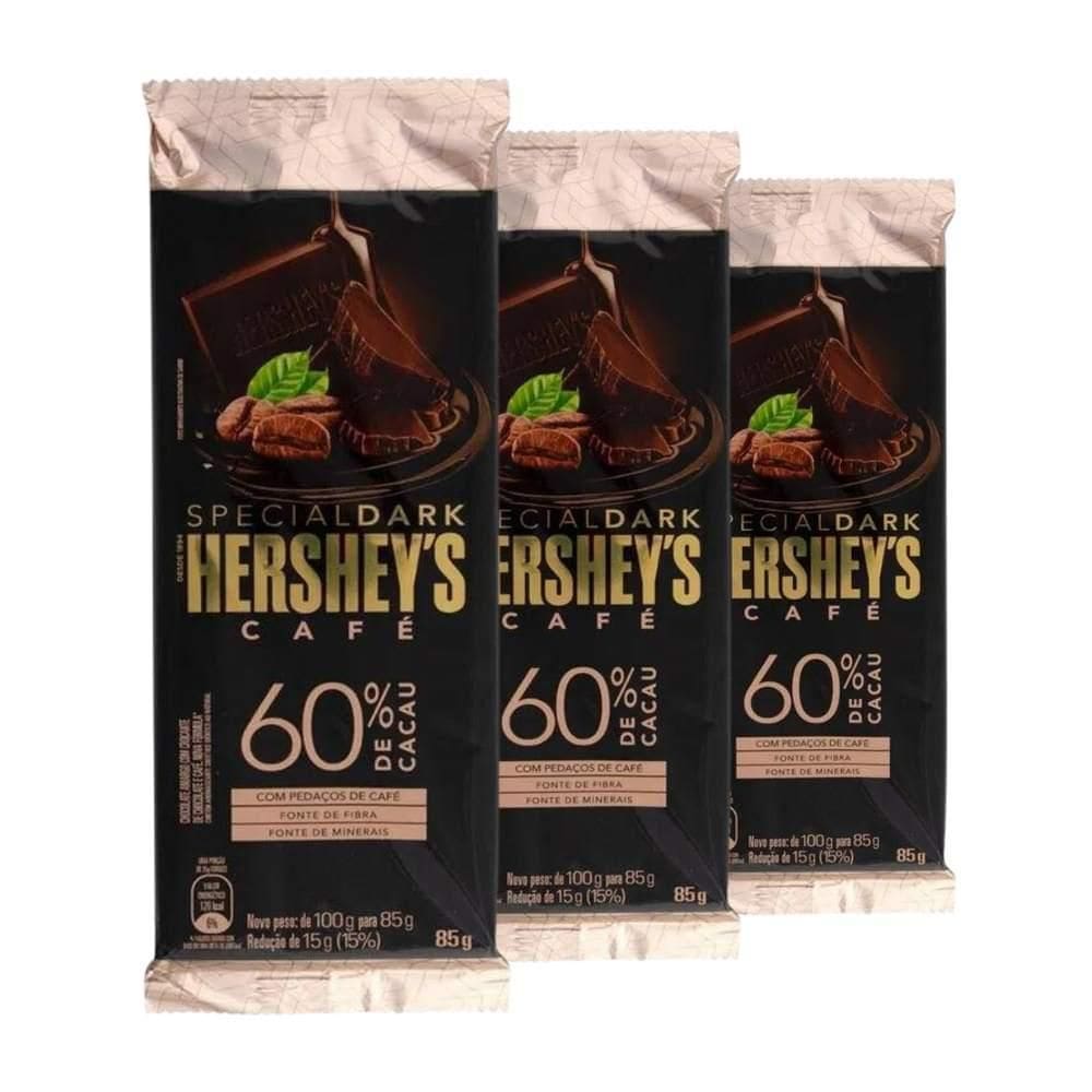 Chocolate Hersheys 60% Cacau 3 Barras 85G Special Dark Café