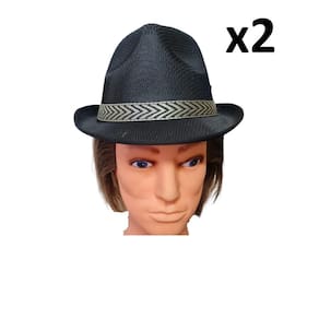 Chapéu Estilo Malandro Preto De Tecido Aba Curta- Kit 2Un