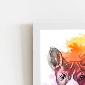 Vira Lata Cachorro Aquarela Quadro Moldura Branca 60X40Cm
