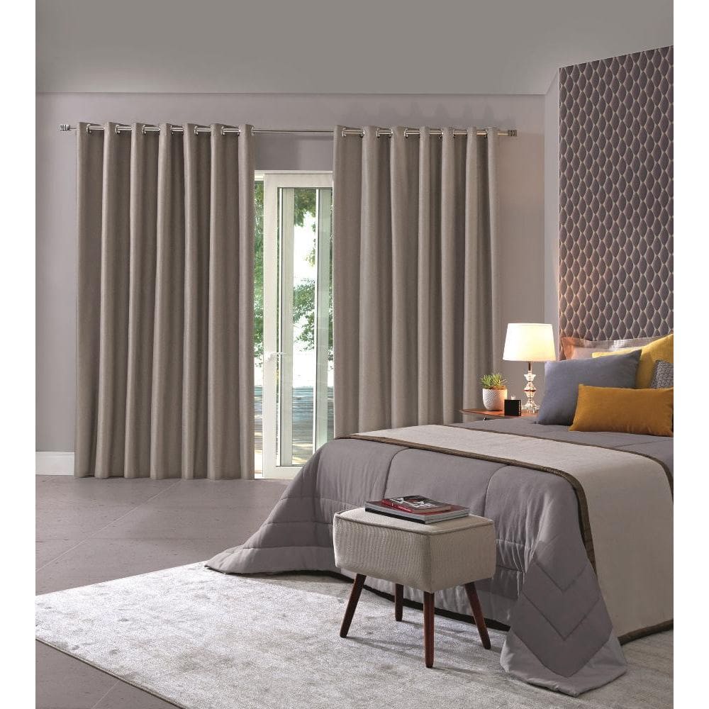 Cortina Corta Luz Tecido Milão 4,20X2,50M Areia Bella Janela