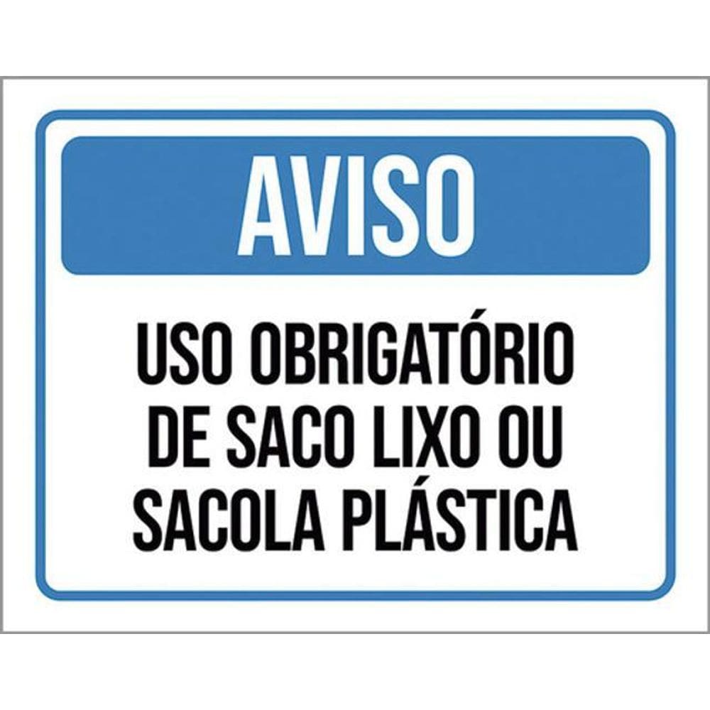 Kit 5 Placas Aviso Uso Obrigatório Saco Lixo 36X46