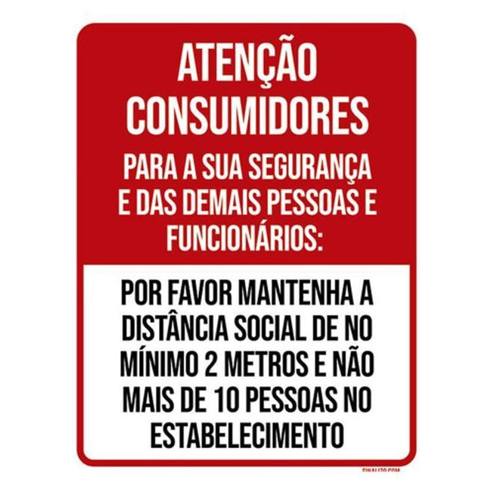Kit 5 Placas Atenção Consumidores Distância Social 36X46