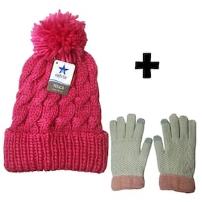 Kit Feminino Touca Tricô Frio Inverno Com Luva Touch Screen