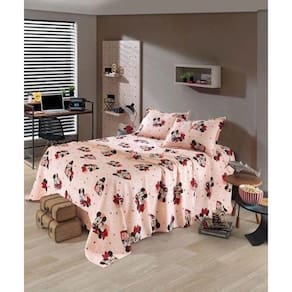 Kit Colcha Solteiro Piquet Mickey E Minnie 06 2 Peças Dohler