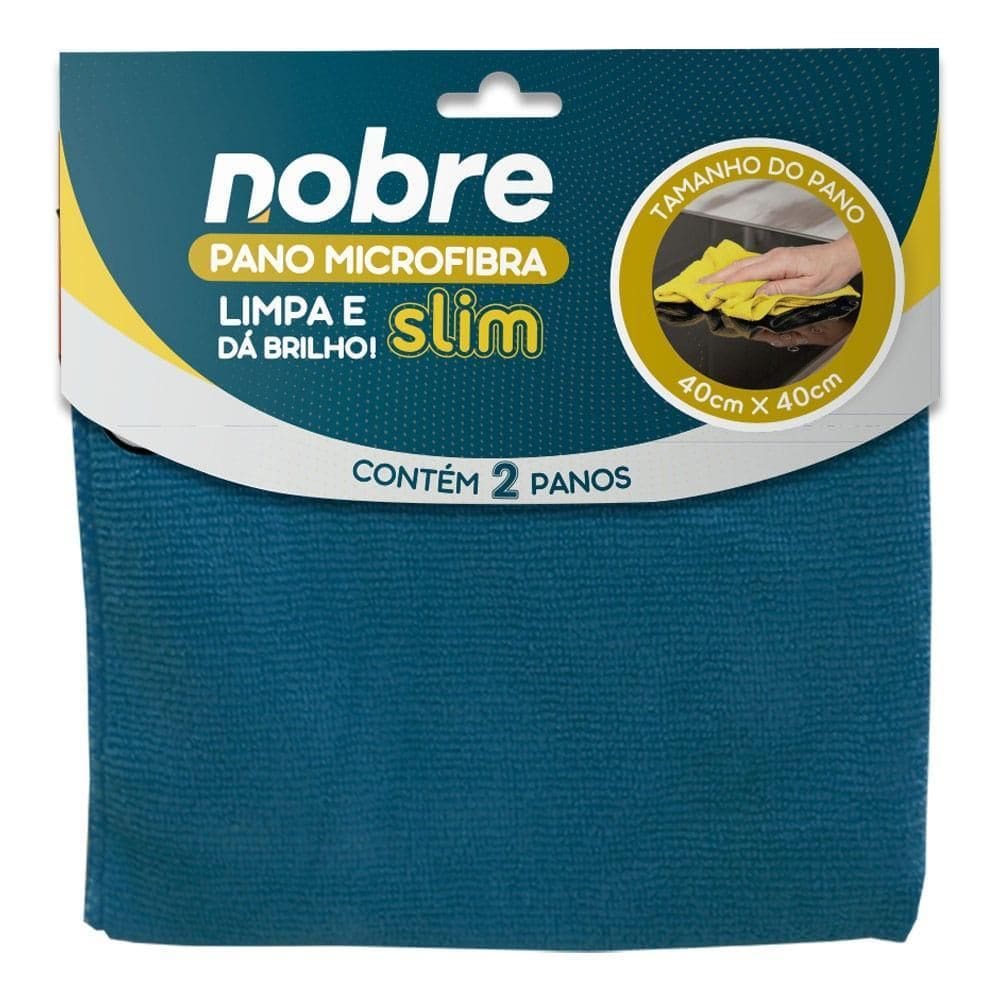Pano De Microfibra 40X40Cm Pacote 2 Unid. Azul Slim - Nobre