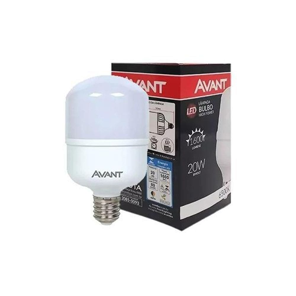 Kit 20 Lâmpada Bulbo Led 20W Branco Frio E27 Bivolt Avant