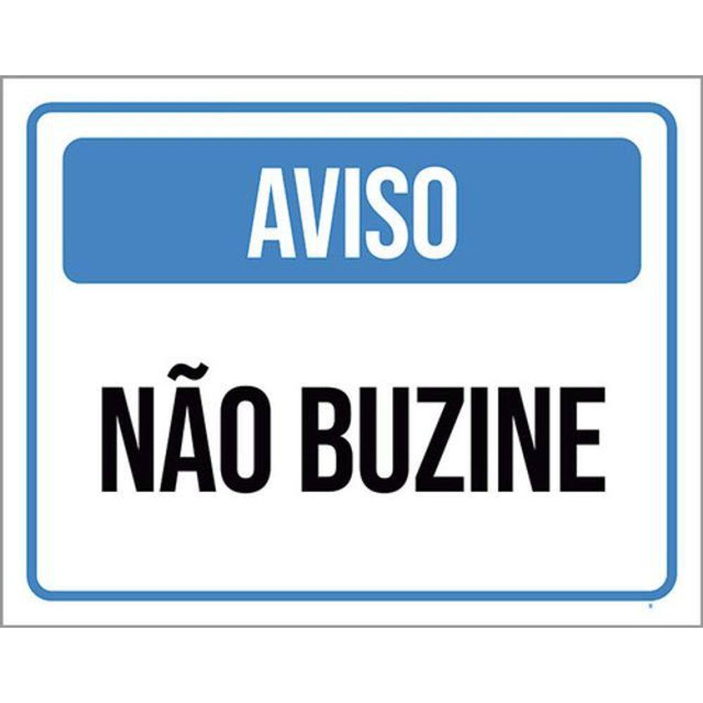 Kit 10 Placas Aviso Não Buzine Azul 36X46