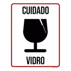 Kit 5 Placas Cuidado Vidro Frágil Ícone 36X46