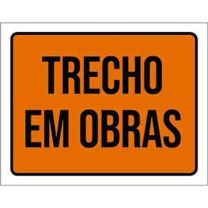 Kit 10 Placas De Trecho Em Obras 36X46