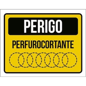 Kit 10 Placas Perigo Perfurocortante Amarela 36X46