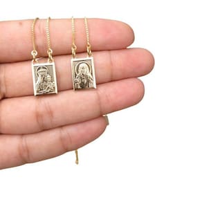Escapulário Feminino Sagrado Coração De Jesus E Nossa Senhor