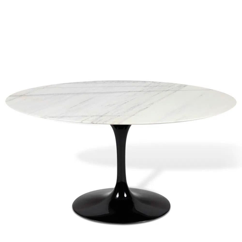 Mesa Saarinen Tulipa Oval Espirito Santo 160x90cm Branco/Preto