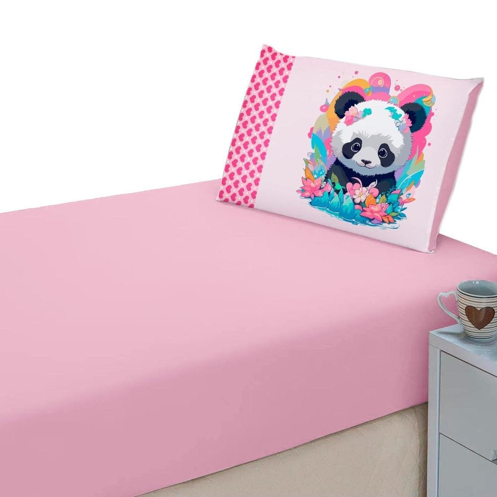Lençol Liso Elásticado + Fronha Estampada Decorativa