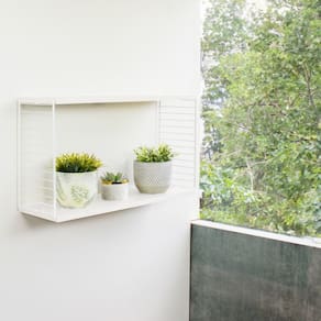 Cubo Retangular Decorativo de Madeira Branco/Branco