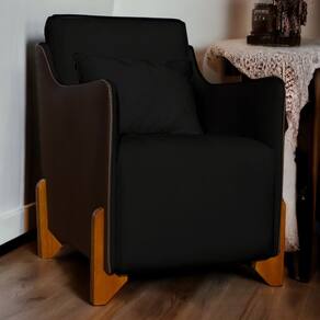 Poltrona Decorativa Heloisa Veludo Preto/Corano Marrom - Londrilar