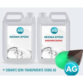 Resinas Epóxi 1Kg + Corante Semi-Transparente Verde Ag Alta