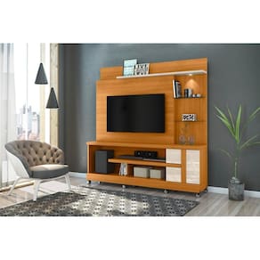 Home Theater Alan para TV de até 55 polegadas COM RODÍZIOS- Cinamomo / Off White - Madetec