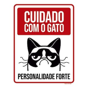 Kit 3 Placas Cuidado Com Gato Personalidade Forte 36X46