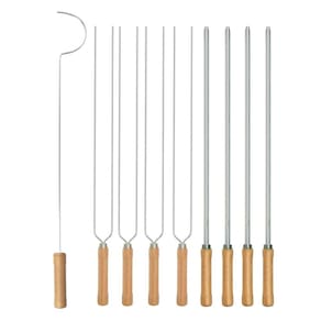 Kit Preparo Churrasco 9Pcs Churrasqueira 65Cm Cabo Madeira