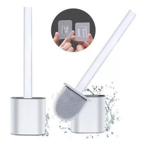 Kit 2 Escovas Silicone Vaso Sanitário Base Banheiro Lavabo