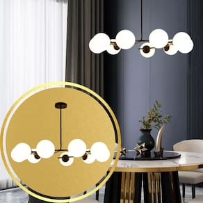 Lustre 80X75Cm Fibonacci Jabuticaba 9 Globos Vidro Metal