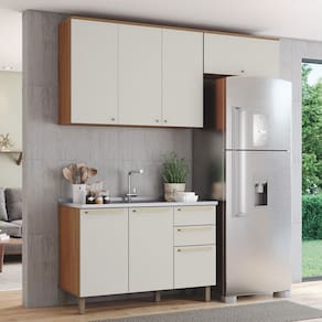 Cozinha Compacta Requinte 7 Portas 2 Gavetas Nature/Areia - Henn