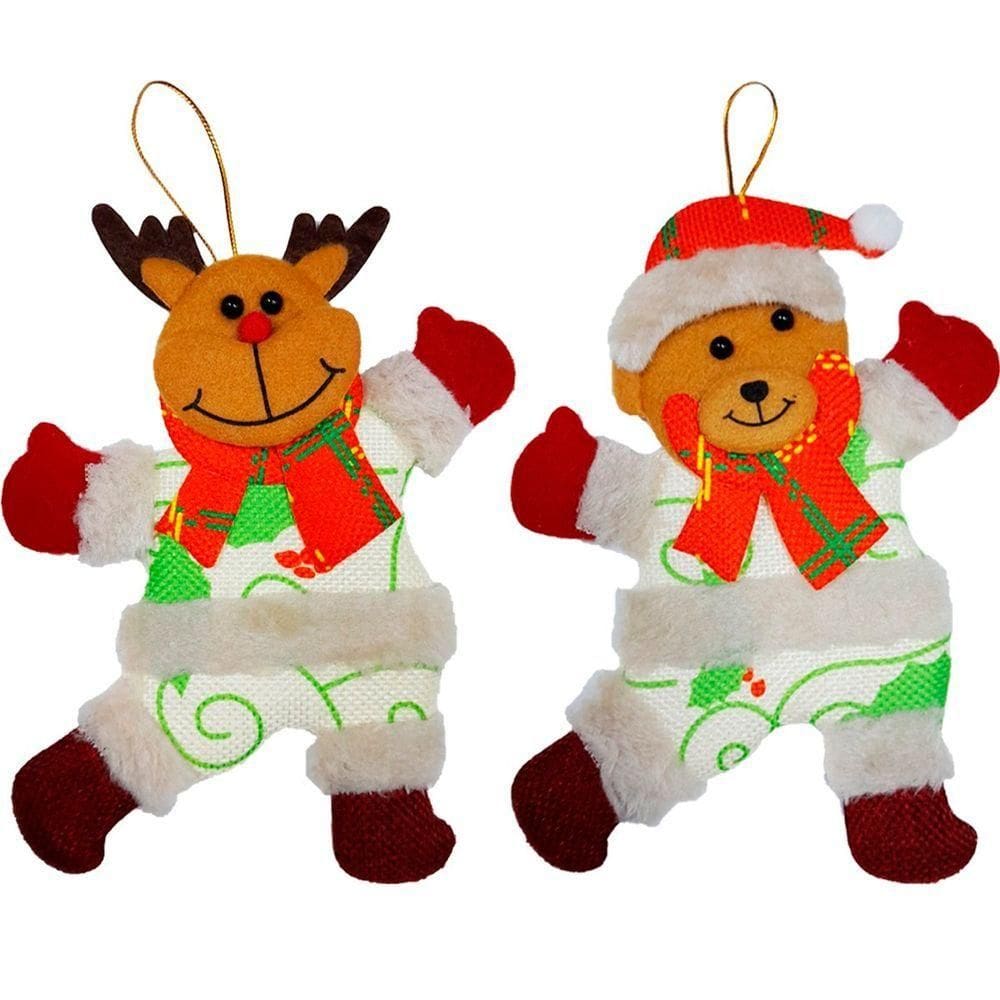Kit 8 Enfeites Decoração árvore De Natal Urso Rena Natalino