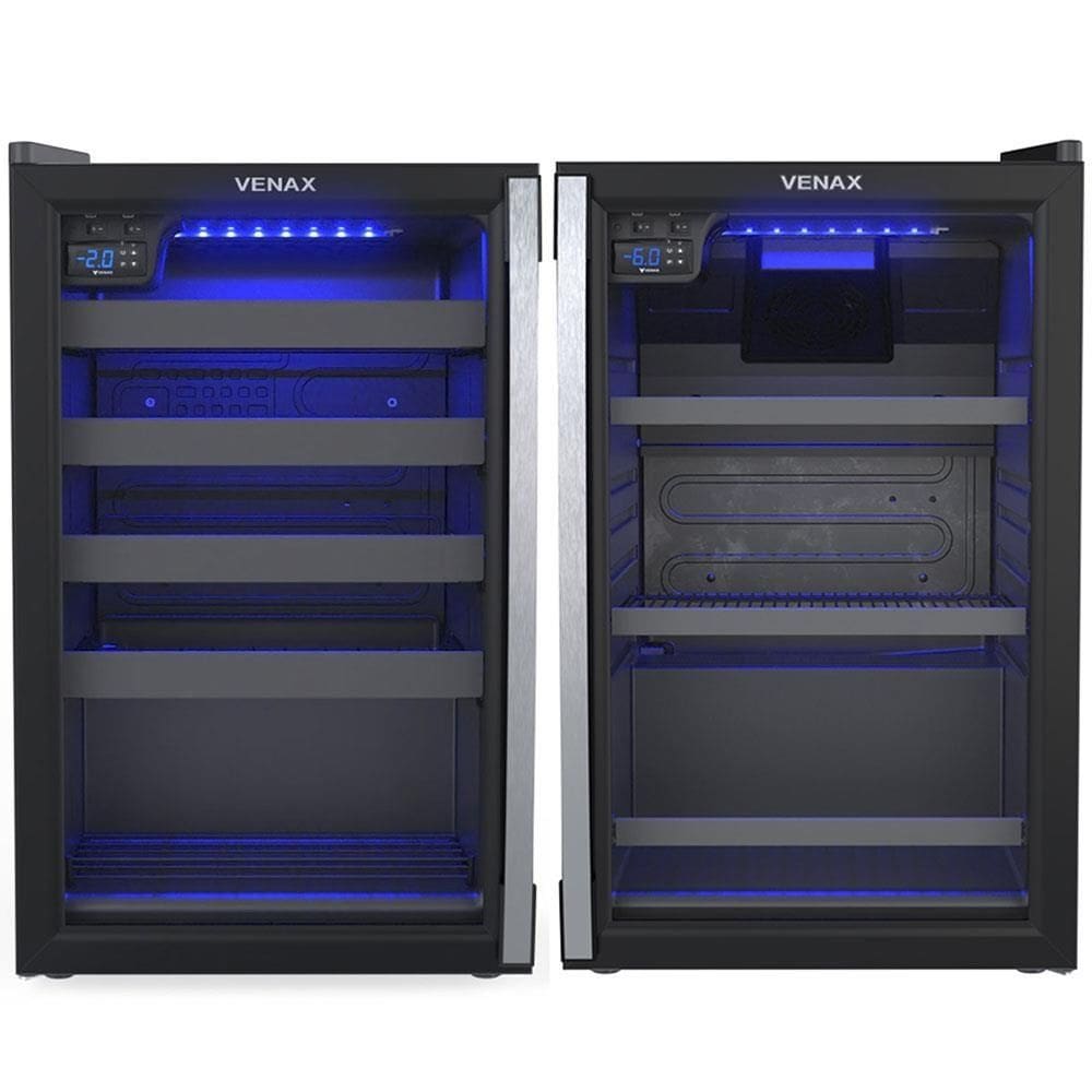 Conjunto Venax Expositora Champanheira Porta Invertida e Cervejeira Blue Light 100L Preto Fosco 127V