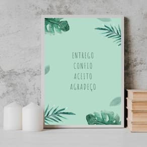 Quadro Mantra Entrego Aceito Confio 45X34Cm - Vidro Branca